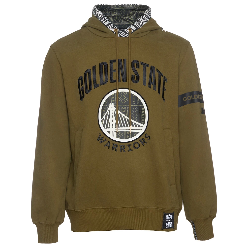 Sweat à capuche de qualité supérieure NBA x Two Hype pour homme, collection Golden State Warriors Culture & Hoops, vert olive