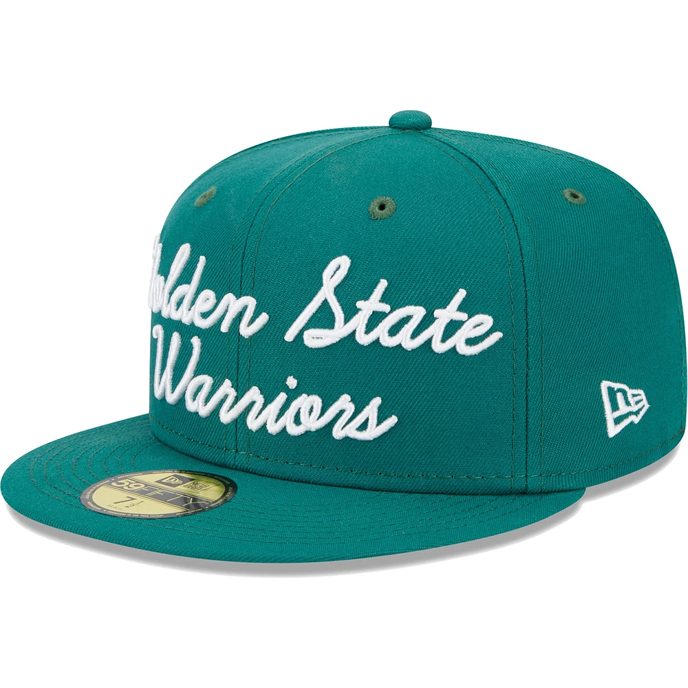 Casquette ajustée 59FIFTY pour homme Augusta Green Golden State Warriors Script New Era