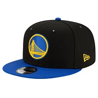 Casquette Snapback 9FIFTY couleur officielle de l'équipe New Era pour hommes, noir/royal Golden State Warriors, 2 tons
