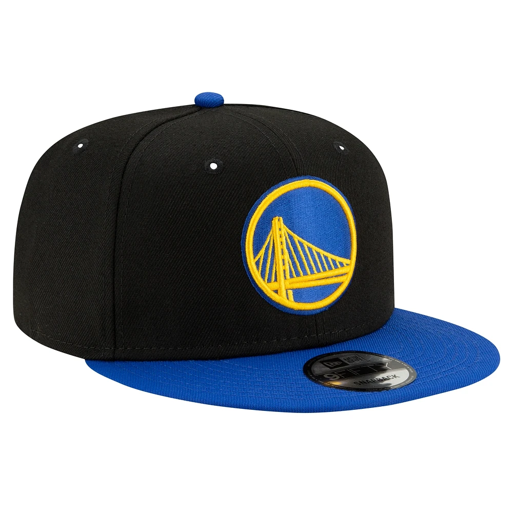 Casquette Snapback 9FIFTY couleur officielle de l'équipe New Era pour hommes, noir/royal Golden State Warriors, 2 tons