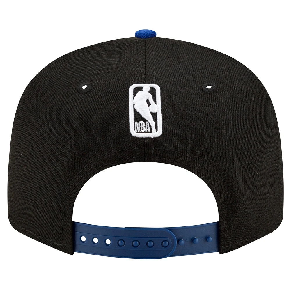 Casquette Snapback 9FIFTY couleur officielle de l'équipe New Era pour hommes, noir/royal Golden State Warriors, 2 tons