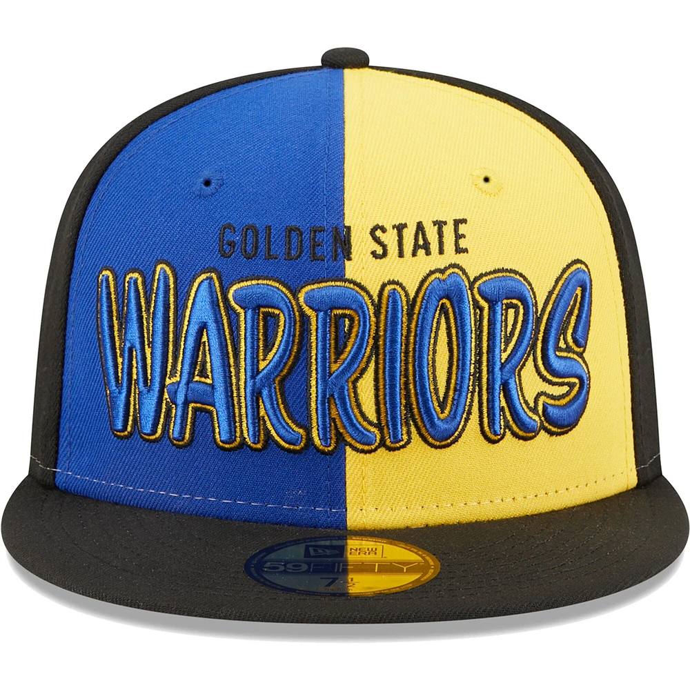 Men's New Era Black/Royal Golden State Warriors Pop Front 59FIFTY Fitted Hat