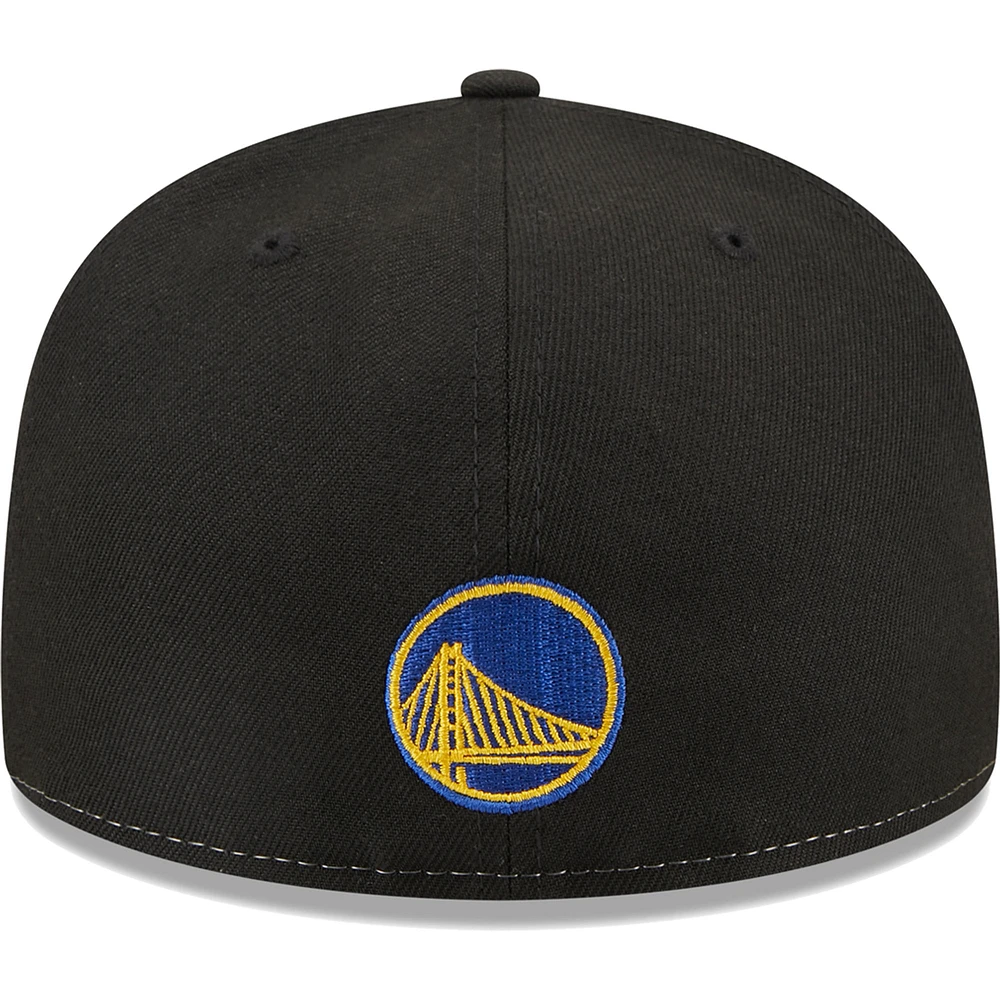 Men's New Era Black/Royal Golden State Warriors Pop Front 59FIFTY Fitted Hat