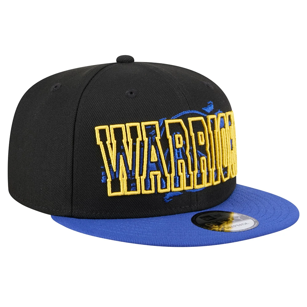 Men's New Era Black/Royal Golden State Warriors Sport Night Splatter 2-Tone 9FIFTY Snapback Hat