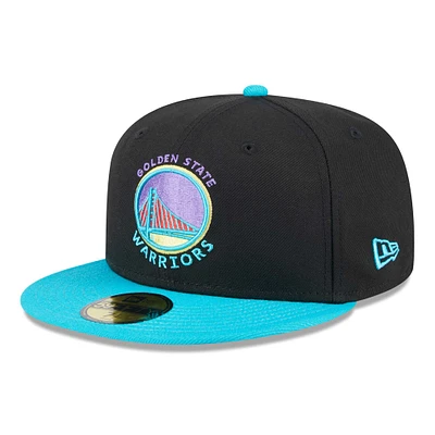 Casquette ajustée 59FIFTY New Era pour hommes, Golden State Warriors Arcade Scheme, noir/turquoise