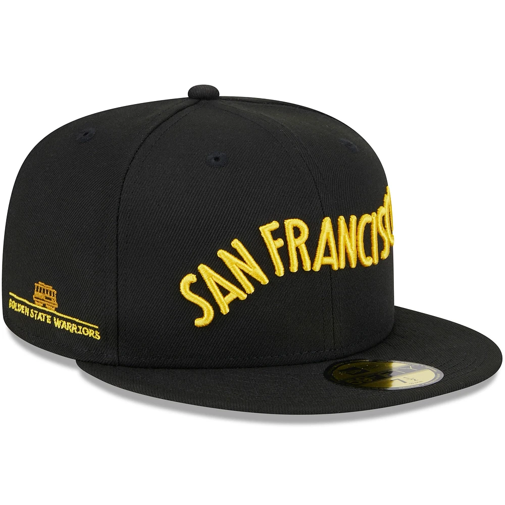 Casquette ajustée alternative 59FIFTY New Era noire Golden State Warriors 2023/24 City Edition pour homme