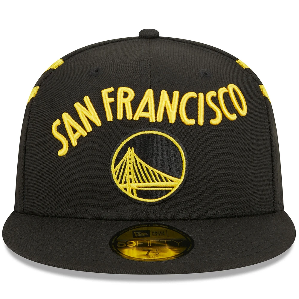 Men's New Era Black Golden State Warriors 2023/24 City Edition Official 59FIFTY Fitted Hat