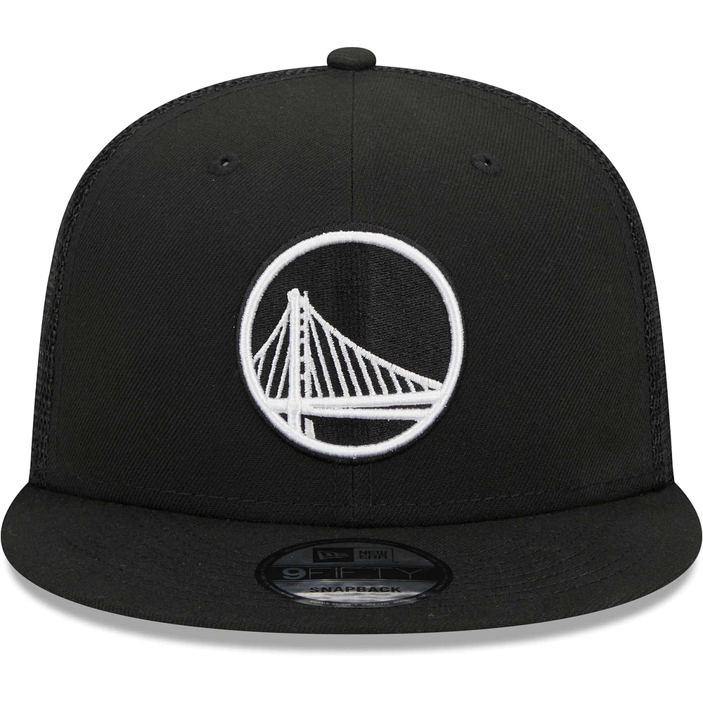 Men's New Era Black Golden State Warriors 9FIFTY Snapback Trucker Hat