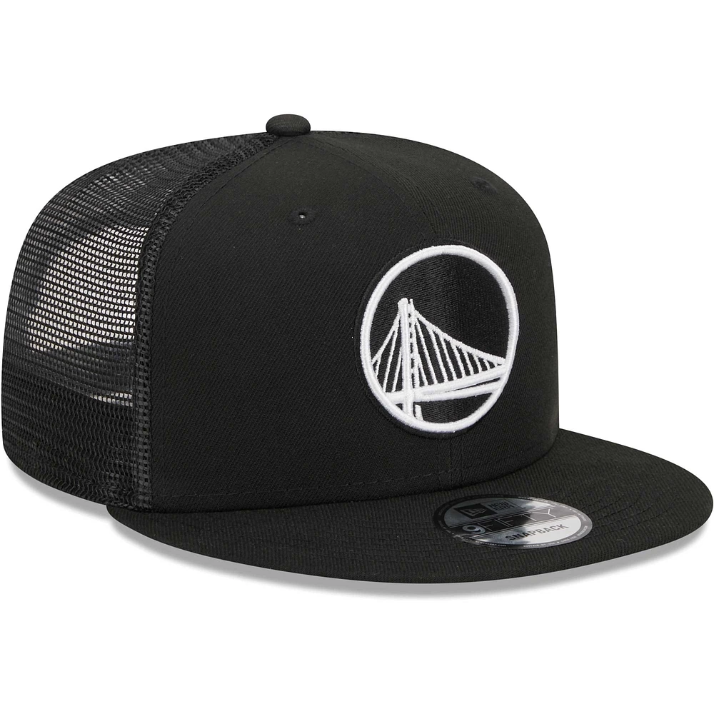Men's New Era Black Golden State Warriors 9FIFTY Snapback Trucker Hat