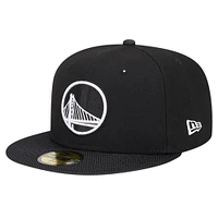 Men's New Era Black Golden State Warriors Active Satin Visor 59FIFTY Fitted Hat