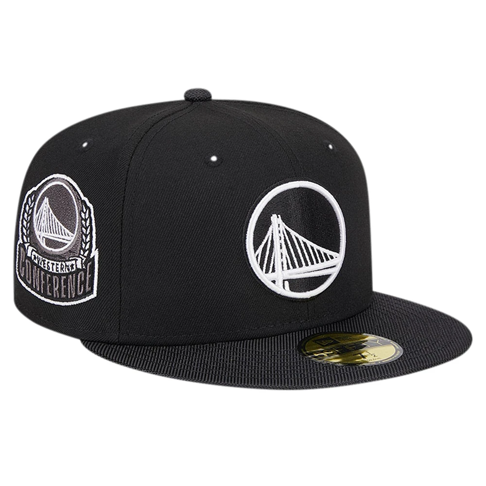 Casquette ajustée 59FIFTY Active Satin Visor New Era pour hommes, noire, Golden State Warriors