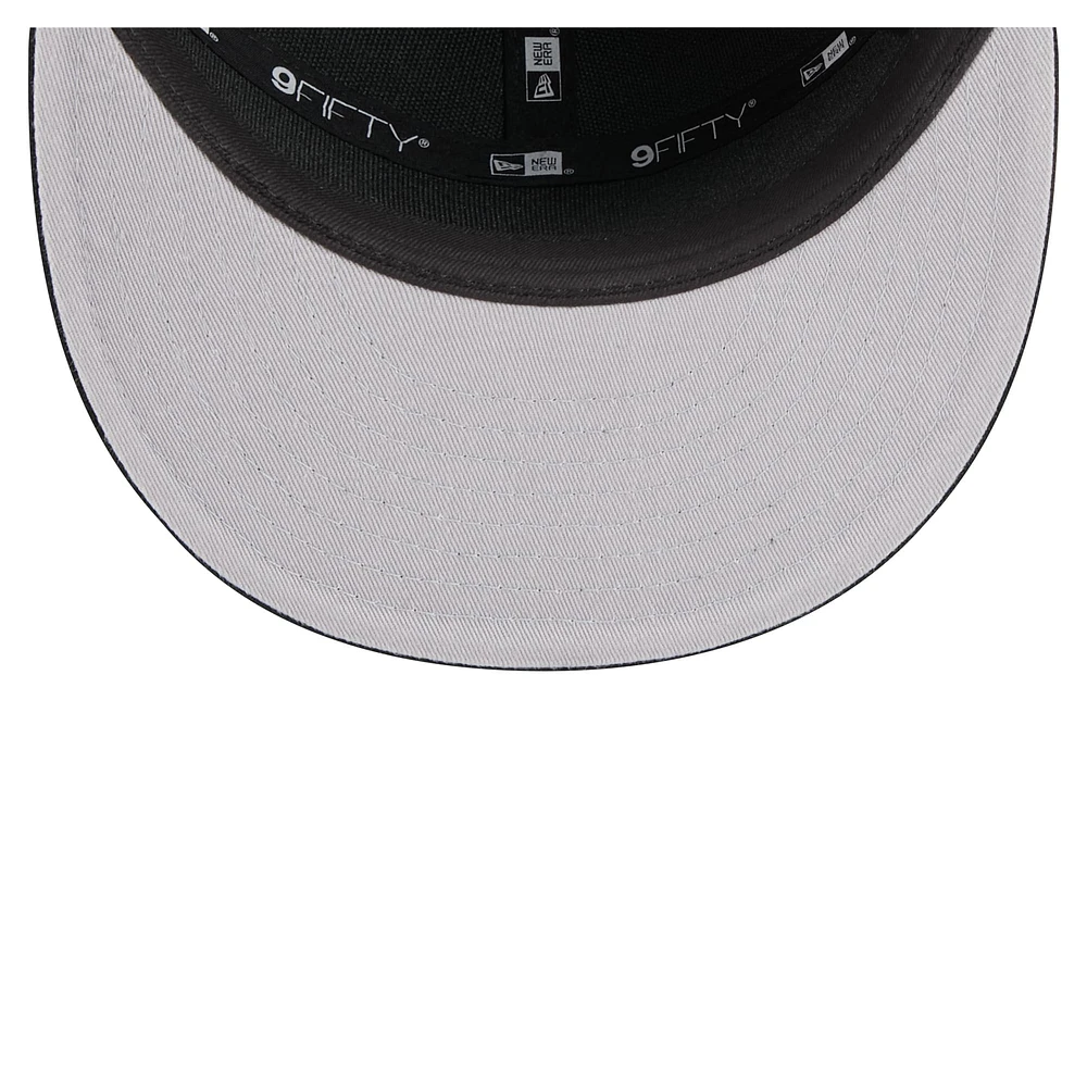 Men's New Era Black Golden State Warriors Adventure Canvas Split Panel 9FIFTY Snapback Hat