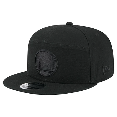 Men's New Era Black Golden State Warriors Adventure Canvas Split Panel 9FIFTY Snapback Hat