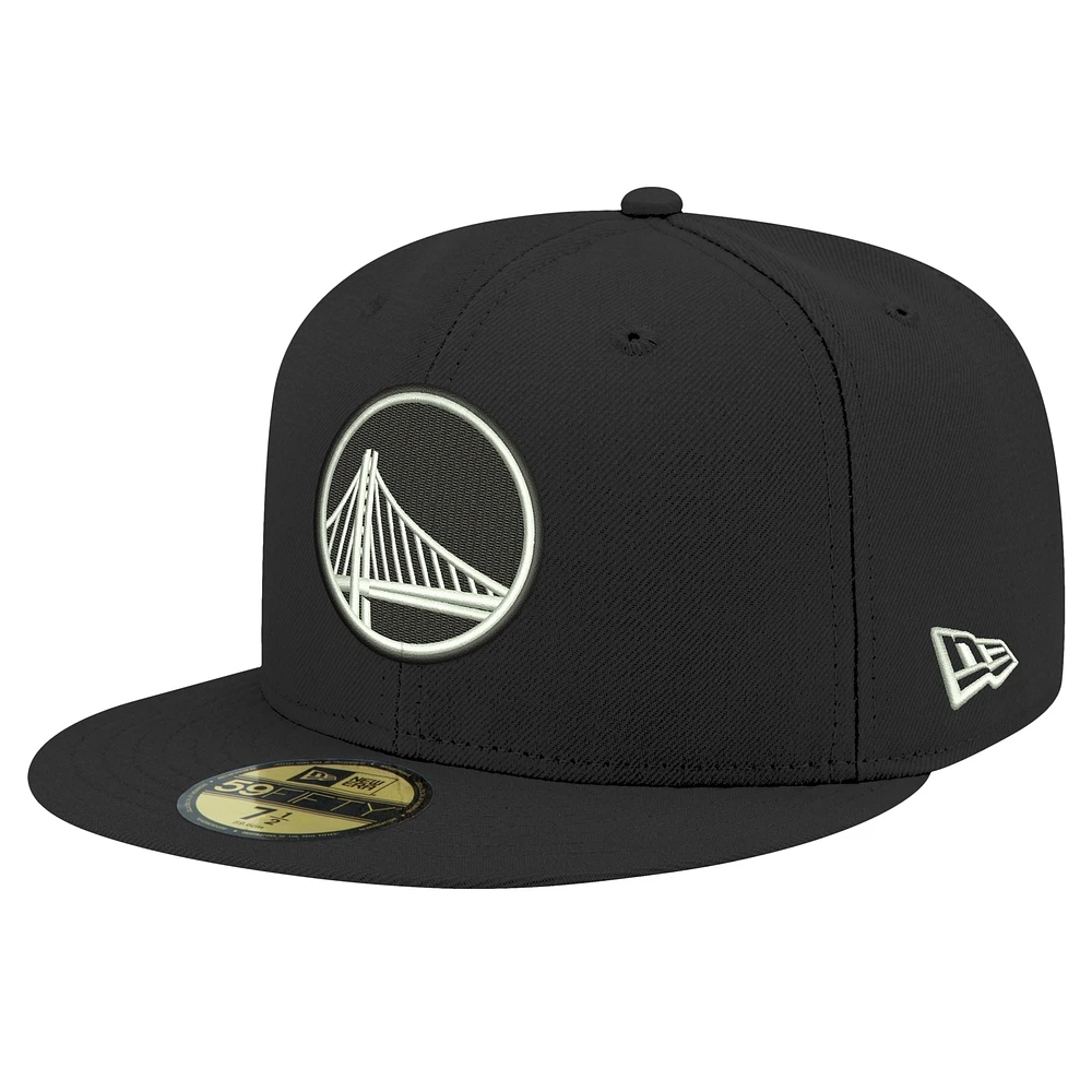 Men's New Era Black Golden State Warriors & White 59FIFTY Fitted Hat