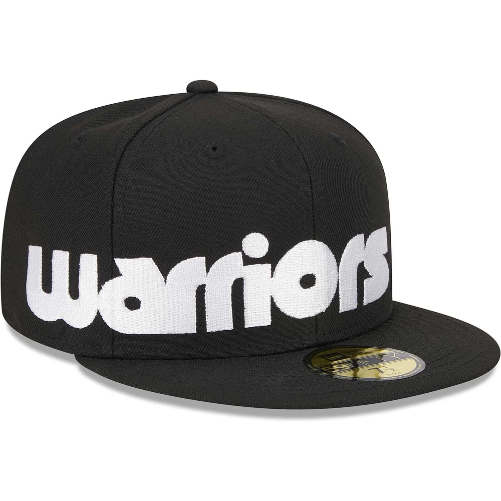 Men's New Era Black Golden State Warriors Checkerboard UV 59FIFTY Fitted Hat