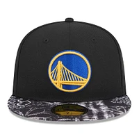 Casquette ajustée 59FIFTY à visière corail Golden State Warriors New Era noire pour homme