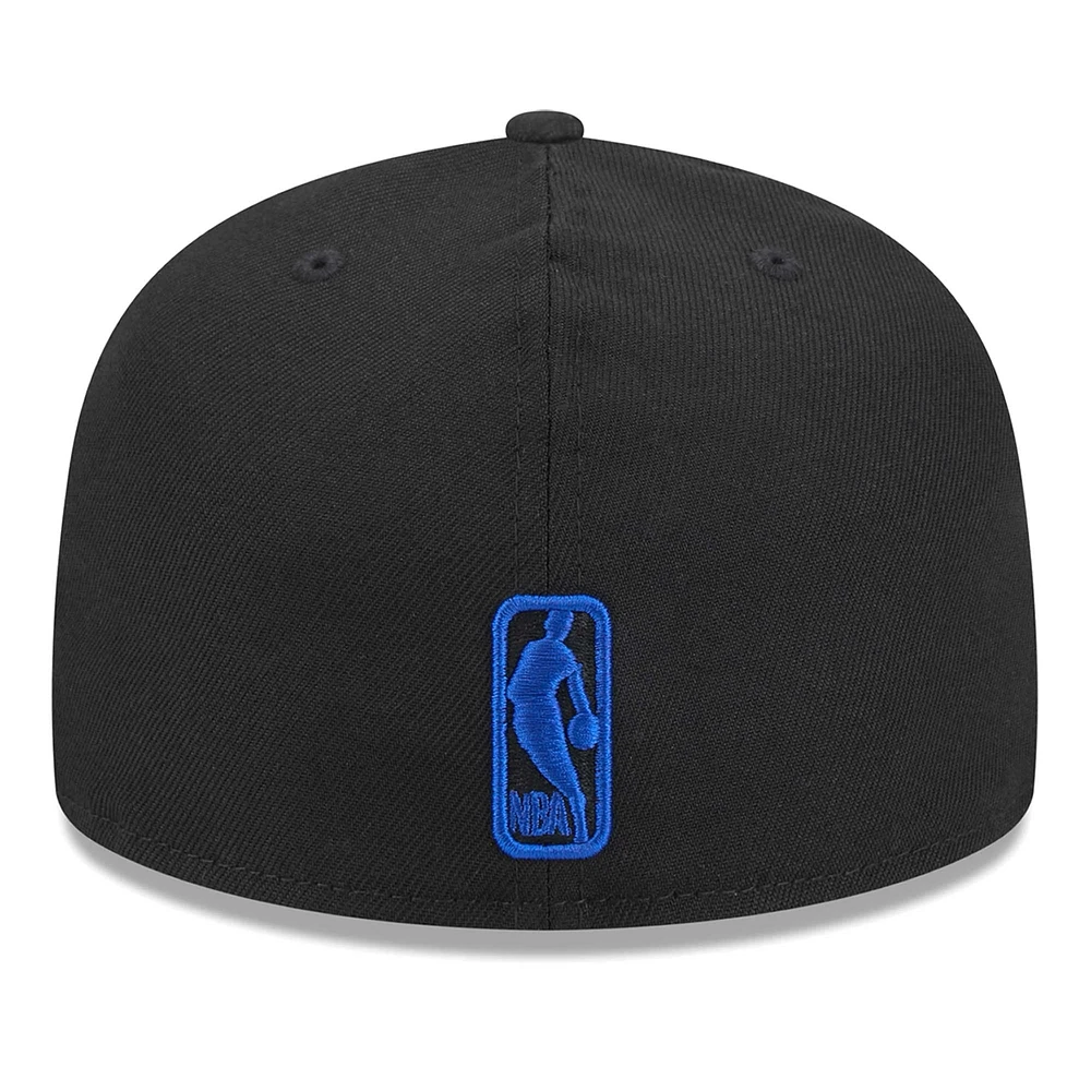 Casquette ajustée 59FIFTY à visière corail Golden State Warriors New Era noire pour homme