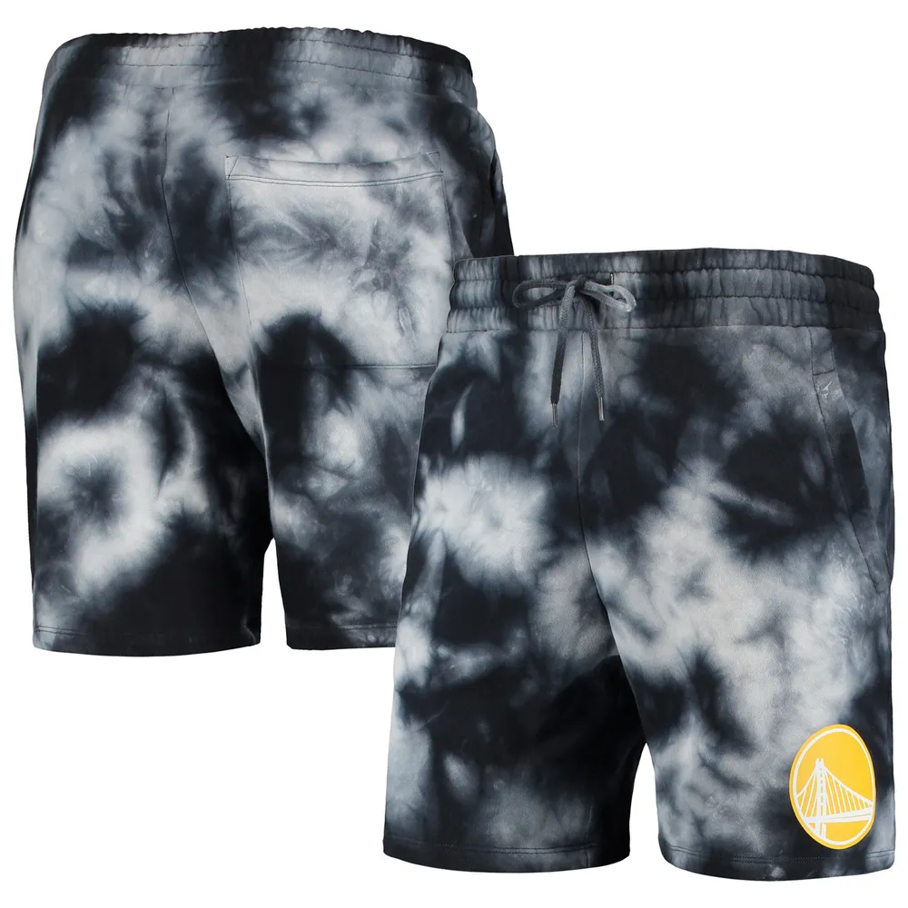 Men's New Era Black Golden State Warriors Fleece Tie-Dye Shorts