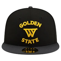 Casquette Snapback 9FIFTY noire New Era pour homme avec logo en jersey des Golden State Warriors