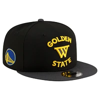 Casquette Snapback 9FIFTY noire New Era pour homme avec logo en jersey des Golden State Warriors