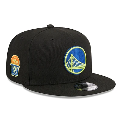 Men's New Era Black Golden State Warriors Neon Pop 9FIFTY Snapback Hat