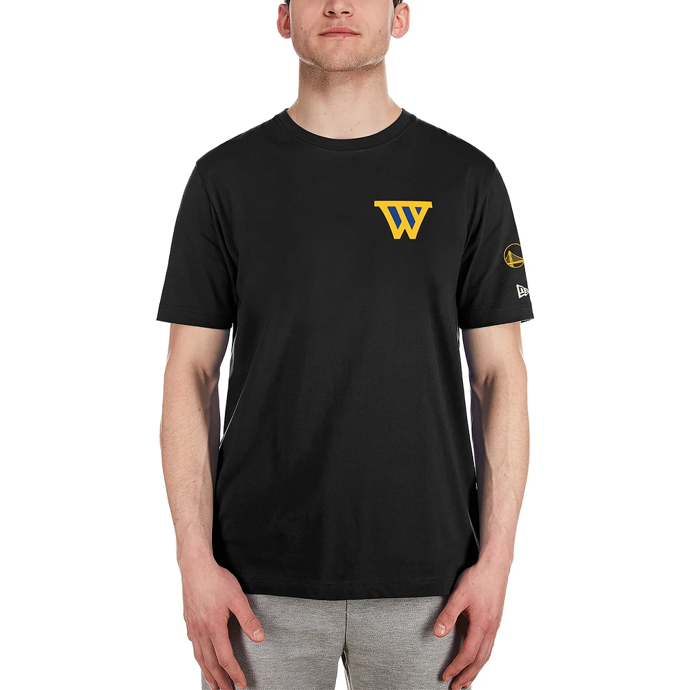 T-shirt noir à déclaration "W" New Era pour hommes des Golden State Warriors