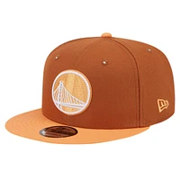 Men's New Era Brown/Orange Golden State Warriors 2-Tone Color Pack 9FIFTY Snapback Hat