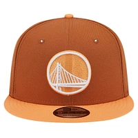 Men's New Era Brown/Orange Golden State Warriors 2-Tone Color Pack 9FIFTY Snapback Hat