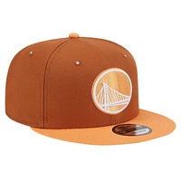 Men's New Era Brown/Orange Golden State Warriors 2-Tone Color Pack 9FIFTY Snapback Hat