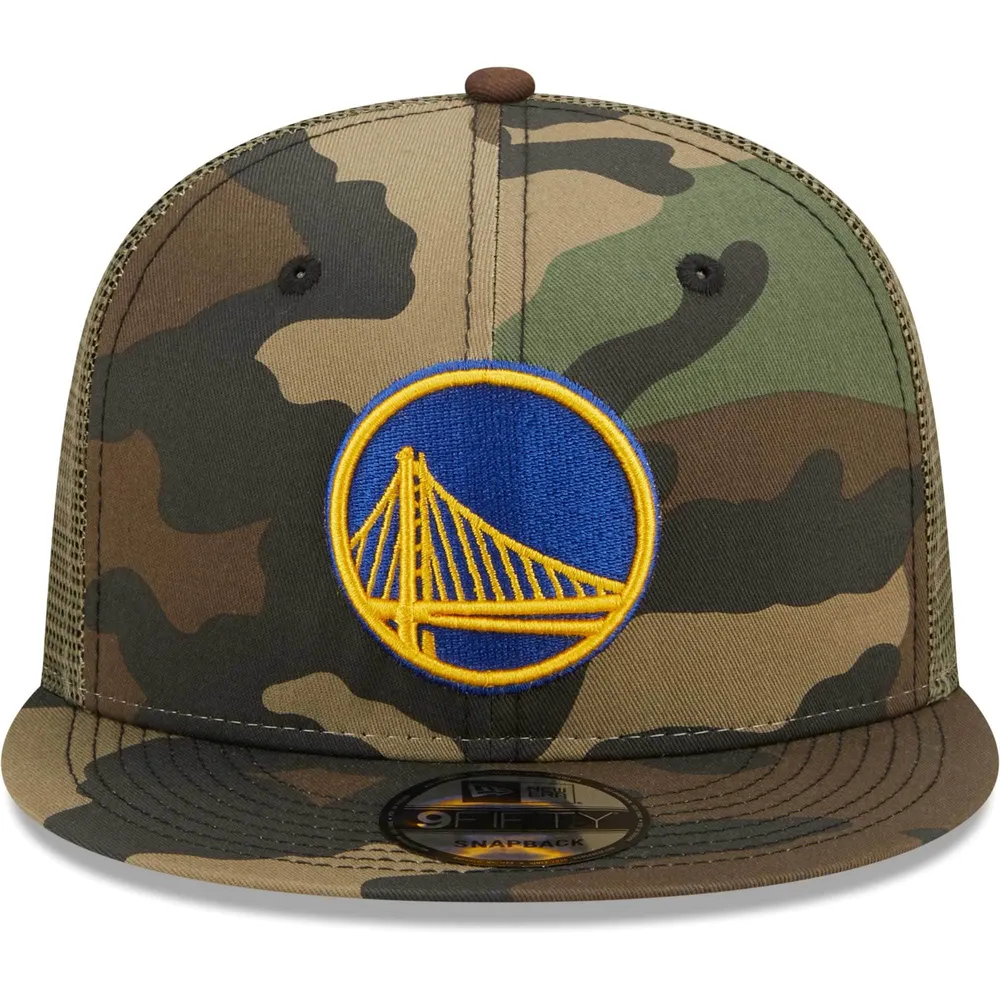 Men's New Era Camo/Olive Golden State Warriors Trucker 9FIFTY Snapback - Hat