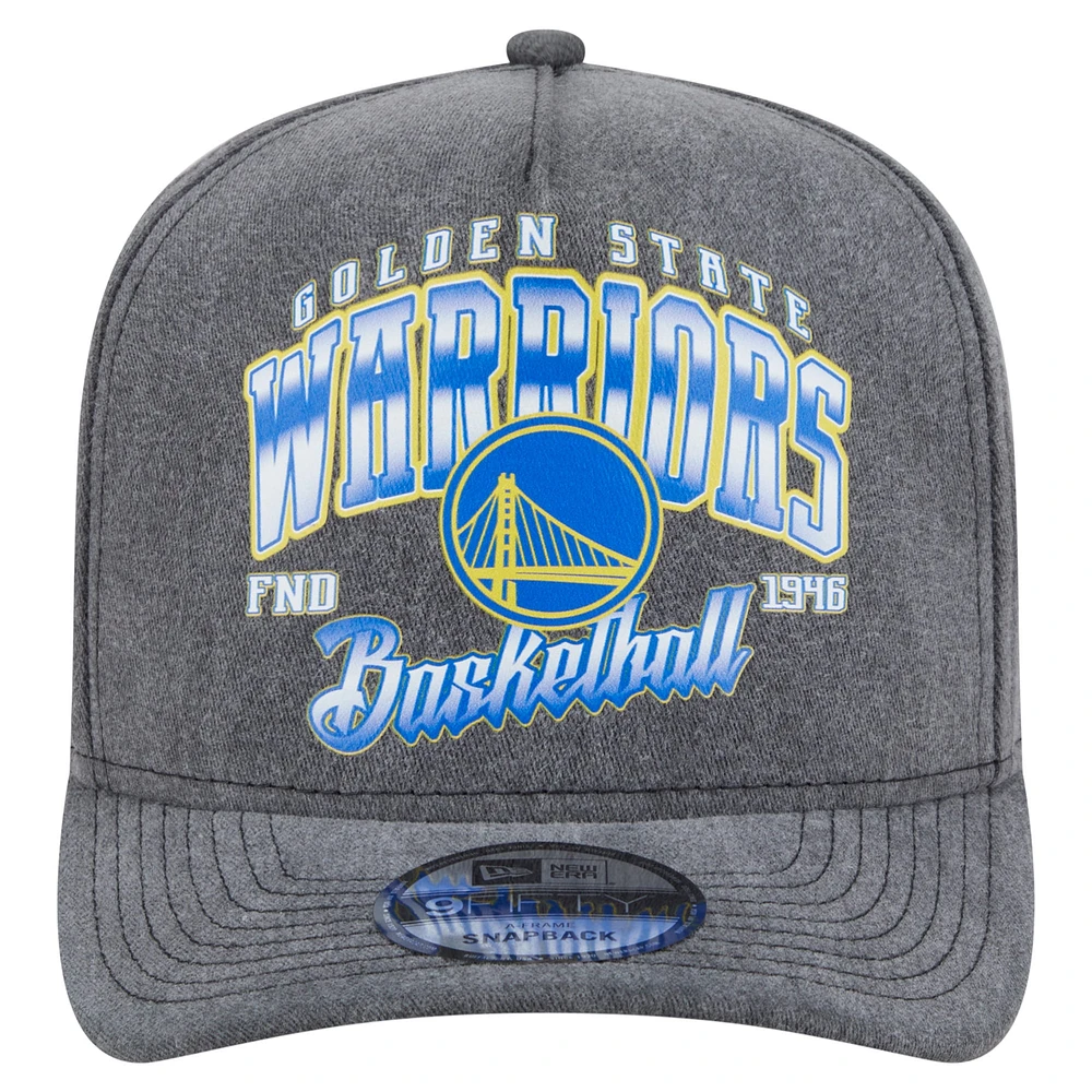 Men's New Era  Charcoal Golden State Warriors Throwback Washed Pre-Curved 9FIFTY Snapback Hat