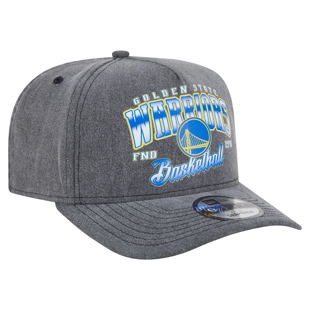 Men's New Era  Charcoal Golden State Warriors Throwback Washed Pre-Curved 9FIFTY Snapback Hat