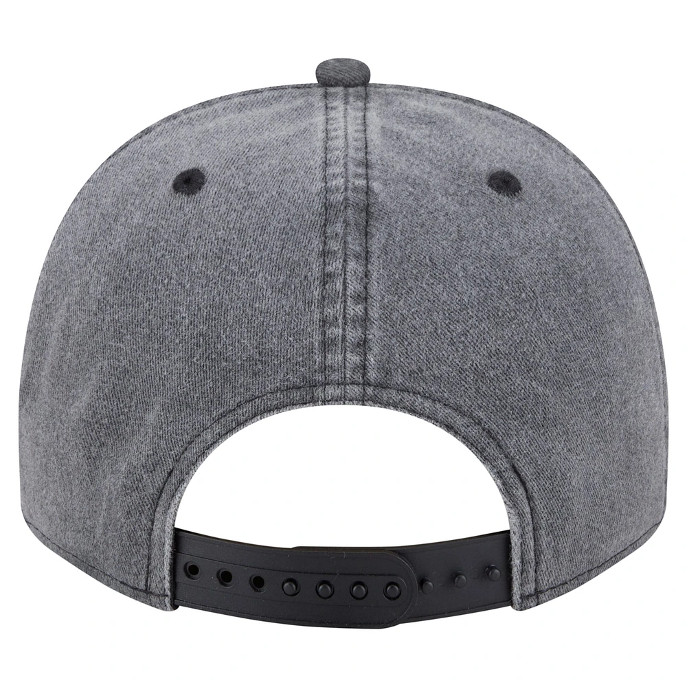 Men's New Era  Charcoal Golden State Warriors Throwback Washed Pre-Curved 9FIFTY Snapback Hat