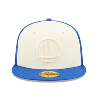 Men's New Era Cream/Royal Golden State Warriors Cork Two-Tone 59FIFTY - Fitted Hat