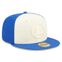 Men's New Era Cream/Royal Golden State Warriors Cork Two-Tone 59FIFTY - Fitted Hat
