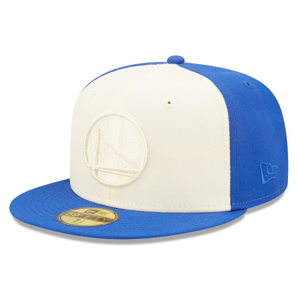 Men's New Era Cream/Royal Golden State Warriors Cork Two-Tone 59FIFTY - Fitted Hat