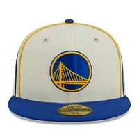 Men's New Era Cream/Royal Golden State Warriors Piping 2-Tone 59FIFTY Fitted Hat