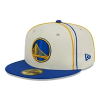 Casquette ajustée 59FIFTY 2 tons New Era crème/bleu Golden State Warriors pour hommes