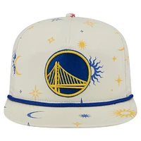 Men's New Era Cream Golden State Warriors Lunar Golfer Snapback Hat