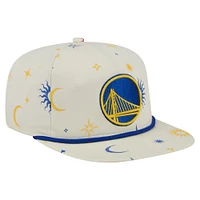 Men's New Era Cream Golden State Warriors Lunar Golfer Snapback Hat