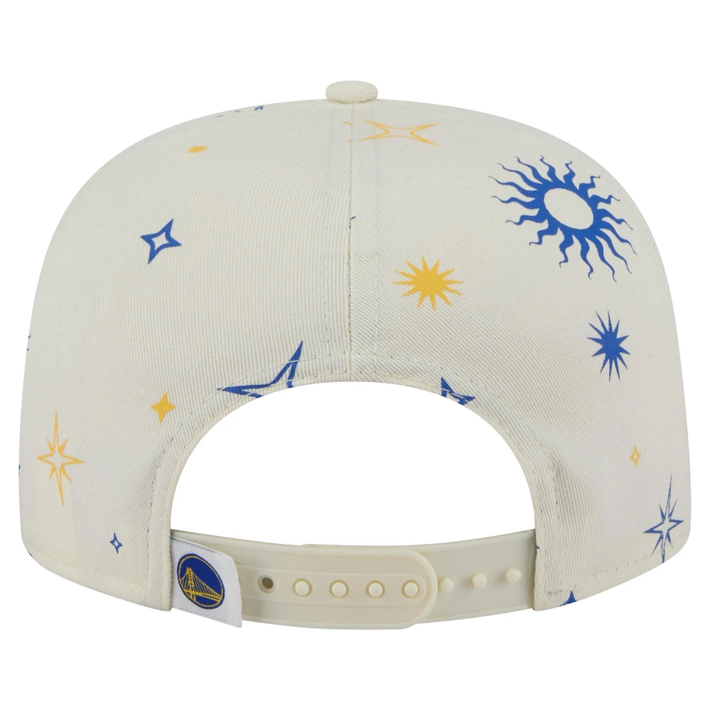 Men's New Era Cream Golden State Warriors Lunar Golfer Snapback Hat