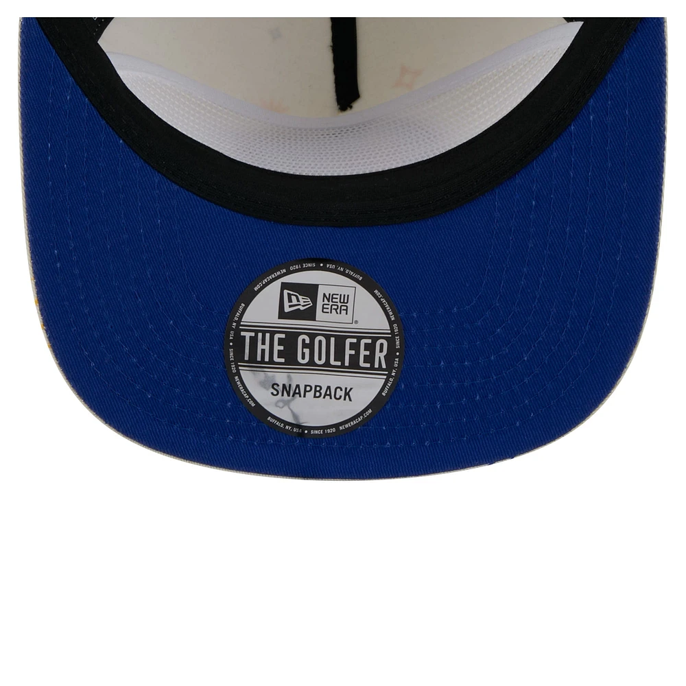 Men's New Era Cream Golden State Warriors Lunar Golfer Snapback Hat