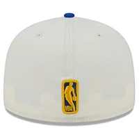 Men's New Era Cream Golden State Warriors Piped Pop Panel 59FIFTY Fitted Hat