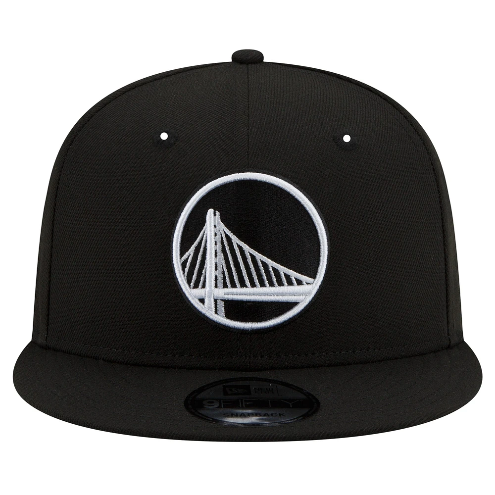 Men's New Era Golden State Warriors Black & White 9FIFTY Snapback Hat