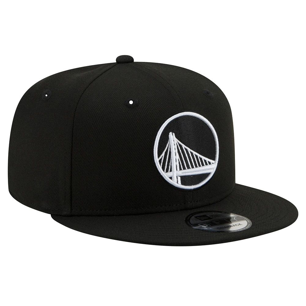 Men's New Era Golden State Warriors Black & White 9FIFTY Snapback Hat