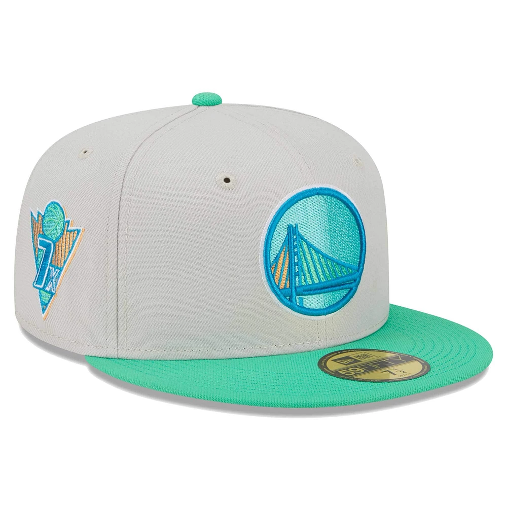 Casquette ajustée 59FIFTY Golden State Warriors New Era pour homme, crème et vert