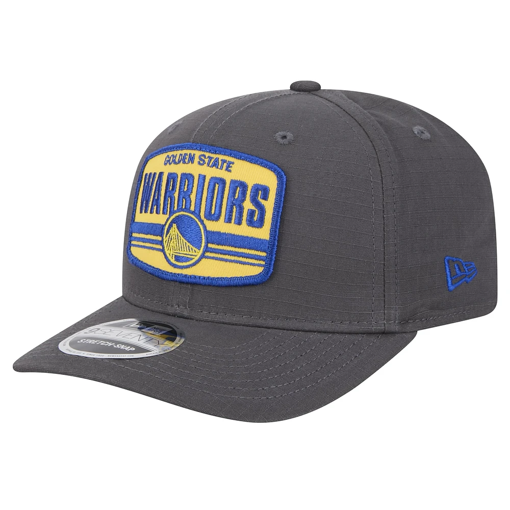 Men's New Era Graphite Golden State Warriors Team Elevated Patch 9SEVENTY Adjustable Hat