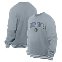 Sweat-shirt à capuche croisé en chenille Golden State Warriors gris New Era pour homme