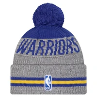 Bonnet tricoté à revers avec pompon Golden State Warriors Sport Night Runner pour homme New Era gris