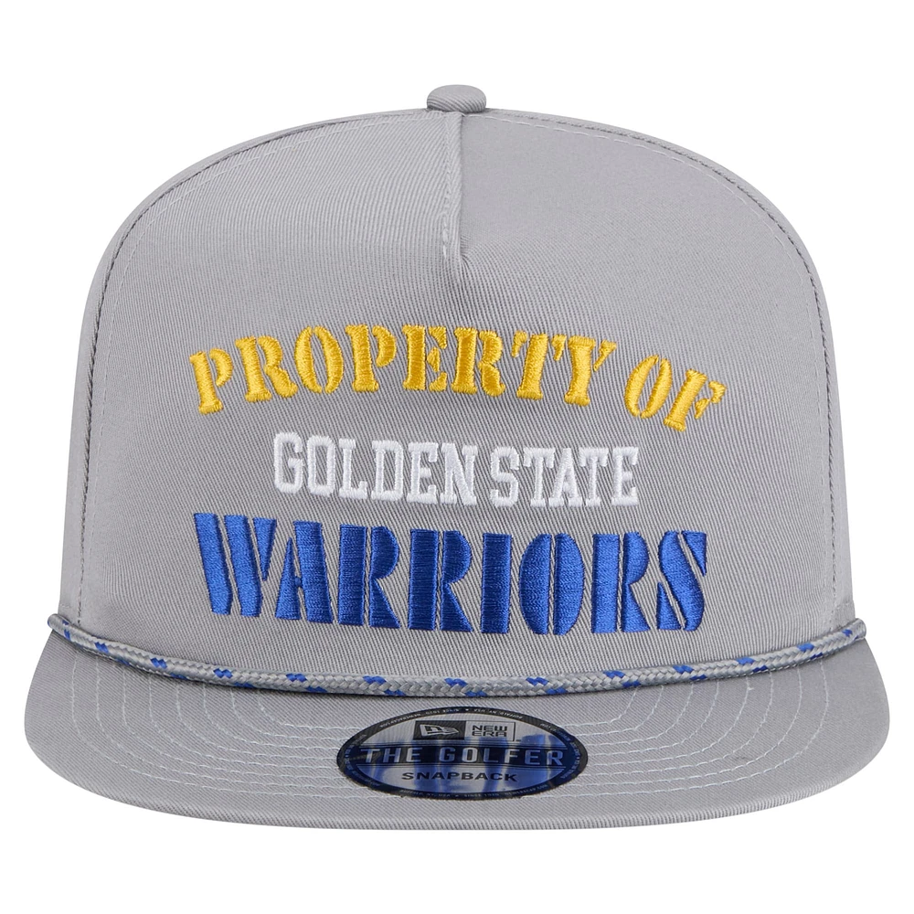 Men's New Era Gray Golden State Warriors Throwback Property Of Golfer Snapback Hat